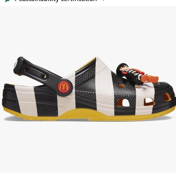 Crocs McDonald's X Classic Clog Hamburgular Blk/Whte/Yellow M5 W7 NWT in packag - Picture 5 of 11